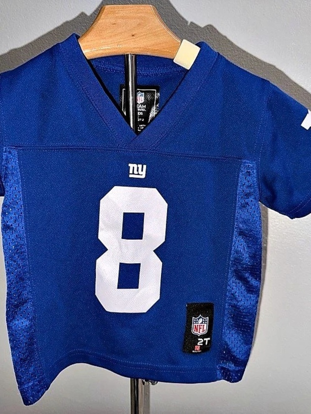 NFL Team Apparel New York Giants Daniel Jones #8 Toddler Game Jersey Blue Boys 2